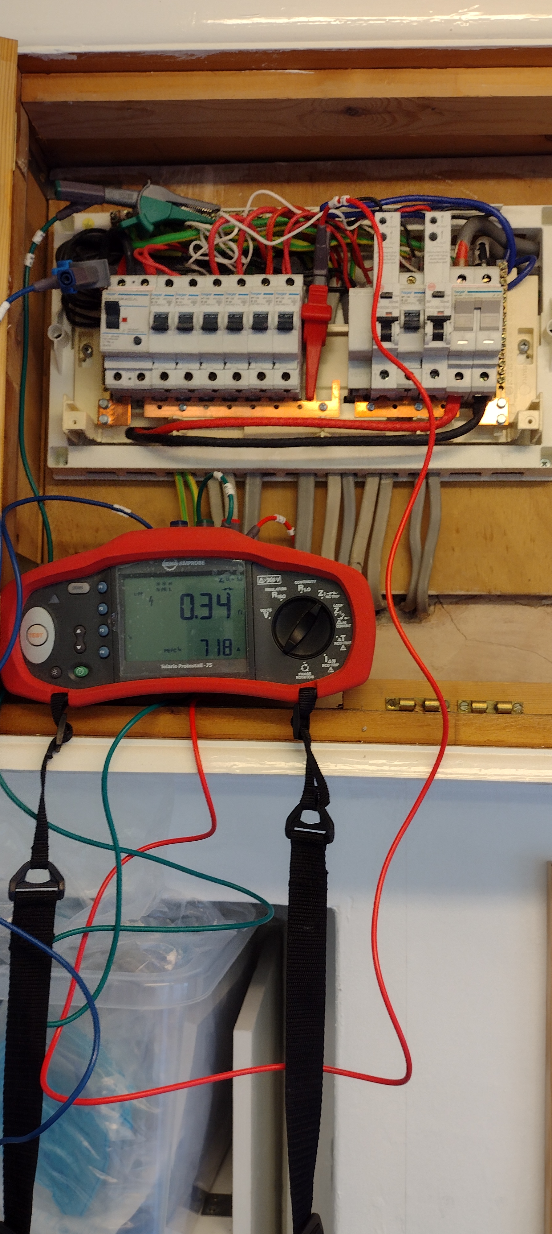 Electrical installation testing being carried out with a professional test instrument